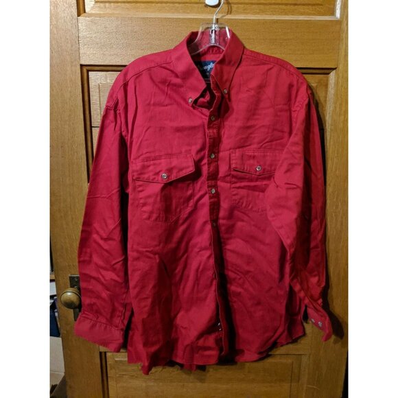 Wrangler Other - Wrangler Western Mens Long Sleeve Button Down Dress Shirt Red Size 16 X 34